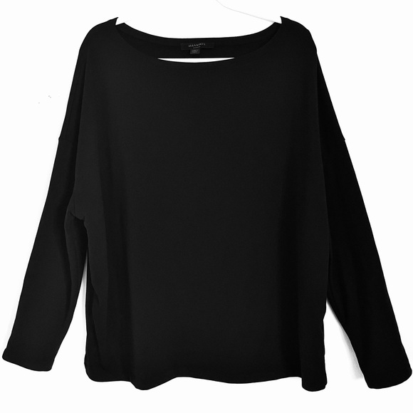 All Saints Oversize Long Sleeved Rita Top In Black Size XS EUC - Picture 6 of 16